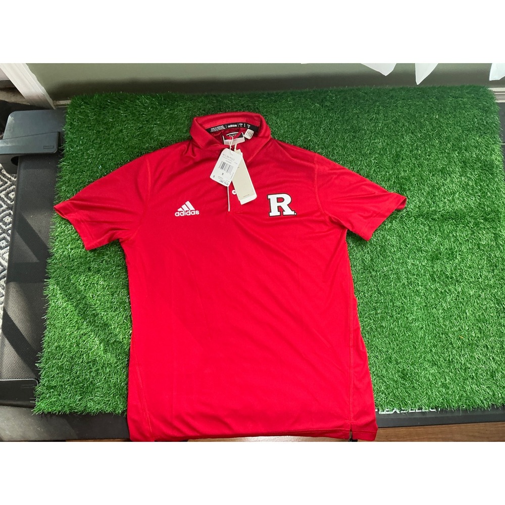 Adidas Rutgers Scarlet Knights Polo Shirt Mens Small Red Short Sleeve JF1663 NWT